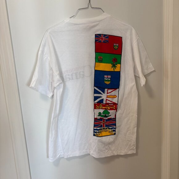 Vintage Single Stitch T-Shirt White Winnipeg Canada Flag Provinces  Size Medium - Picture 11 of 14